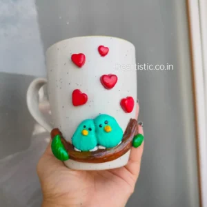 bird design clay cup