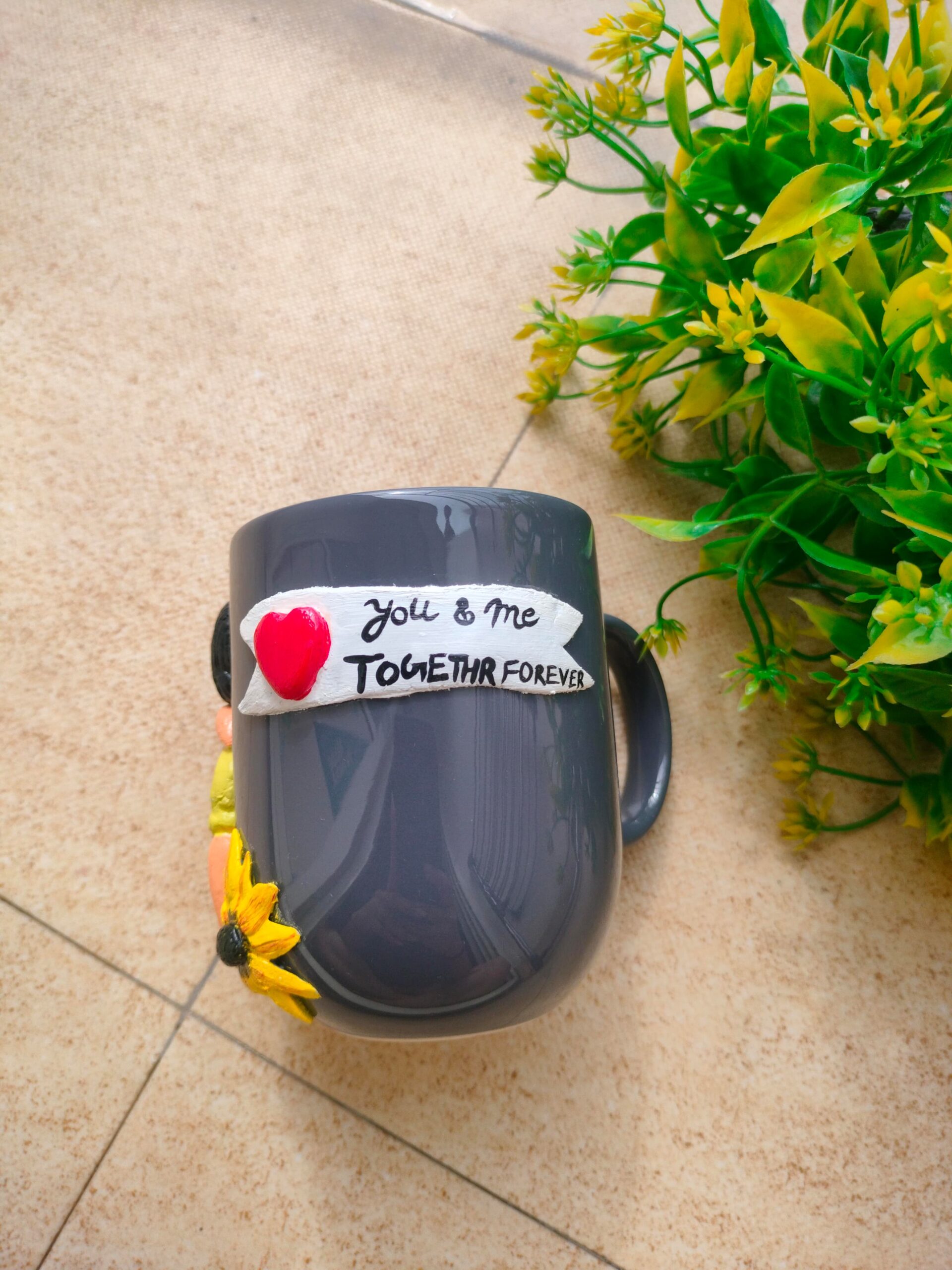 Personalized Couple Design Gray Cup - Image 2