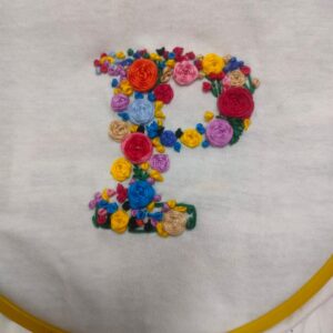 Handmade Initial T-Shirt – Custom Floral Embroidery Tee