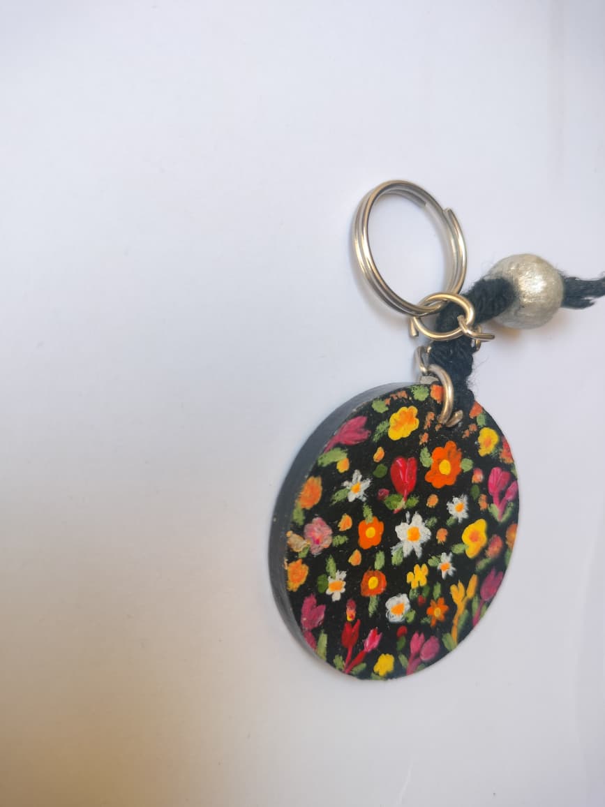 Waterproof Hand-Painted Keychain | Floral & Quote - Image 3