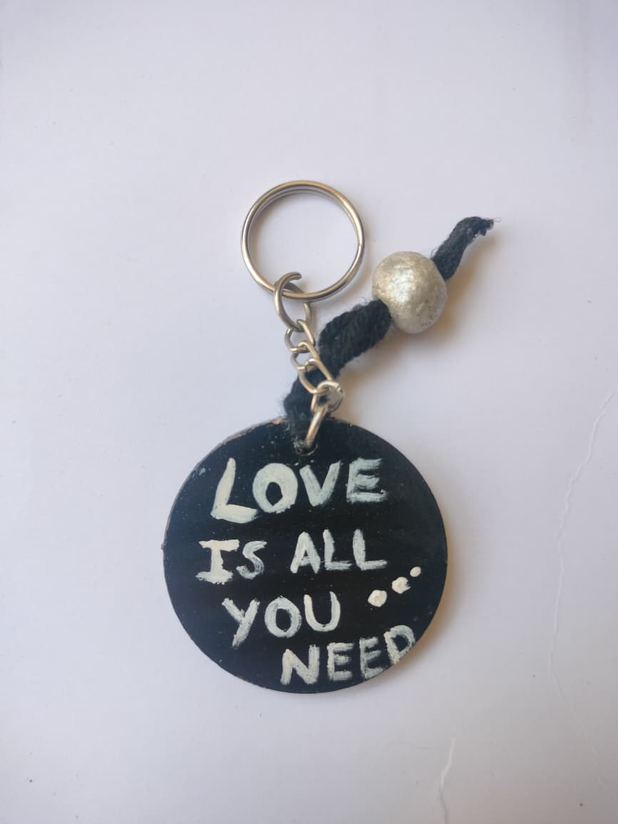 Waterproof Hand-Painted Keychain | Floral & Quote - Image 2
