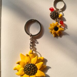 Handmade Waterproof Sunflower Keychain