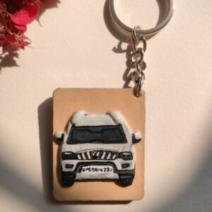 Double-Sided Handcrafted Clay Keychain – Front & Back Design
