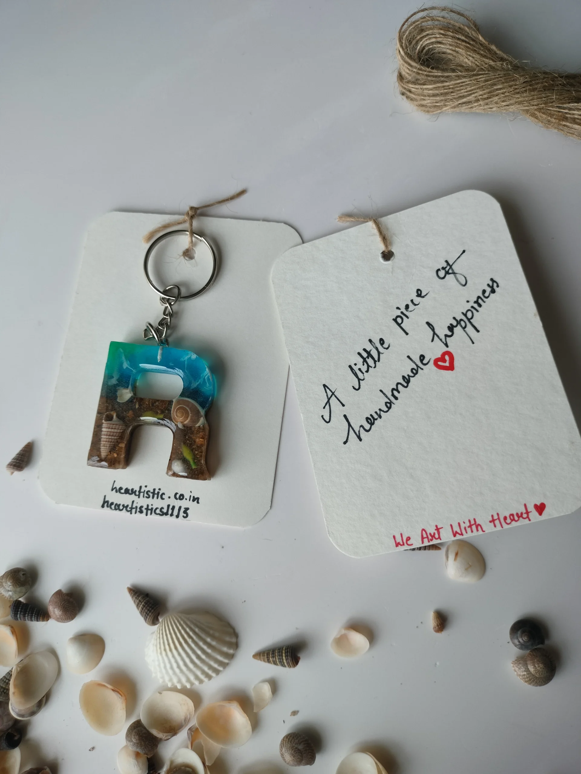 ocean theme resin alphabet keychain