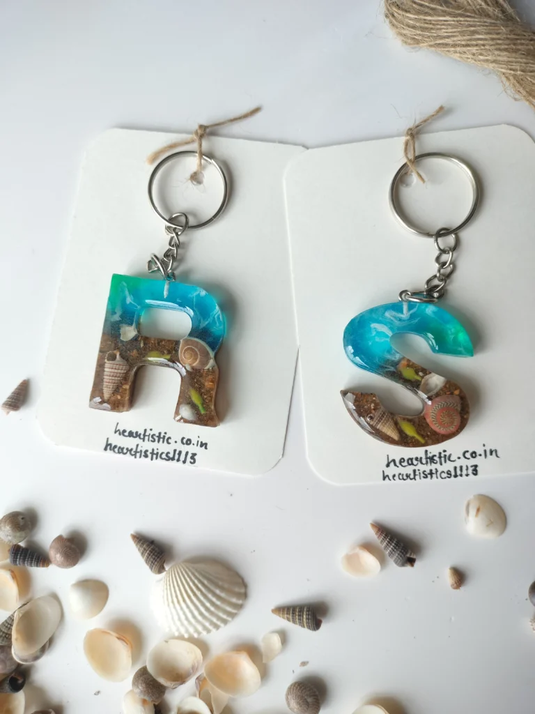 Ocean theme resin keychain handmade sea design